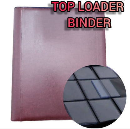 RED - TopLoader Zipper Card Binder | SIDE LOADING 252 Cards 9 Pocket PU leather