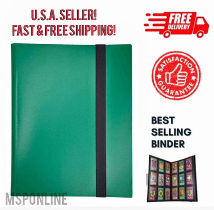 360 Card Pocket Binder with Elastic 9 Pocket Trading Cards Album Folder, Green