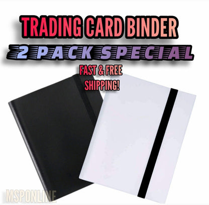 (2) PACK - 360 Pocket Trading Card Binder Side Loading Elastic 9 | BLACK & WHITE