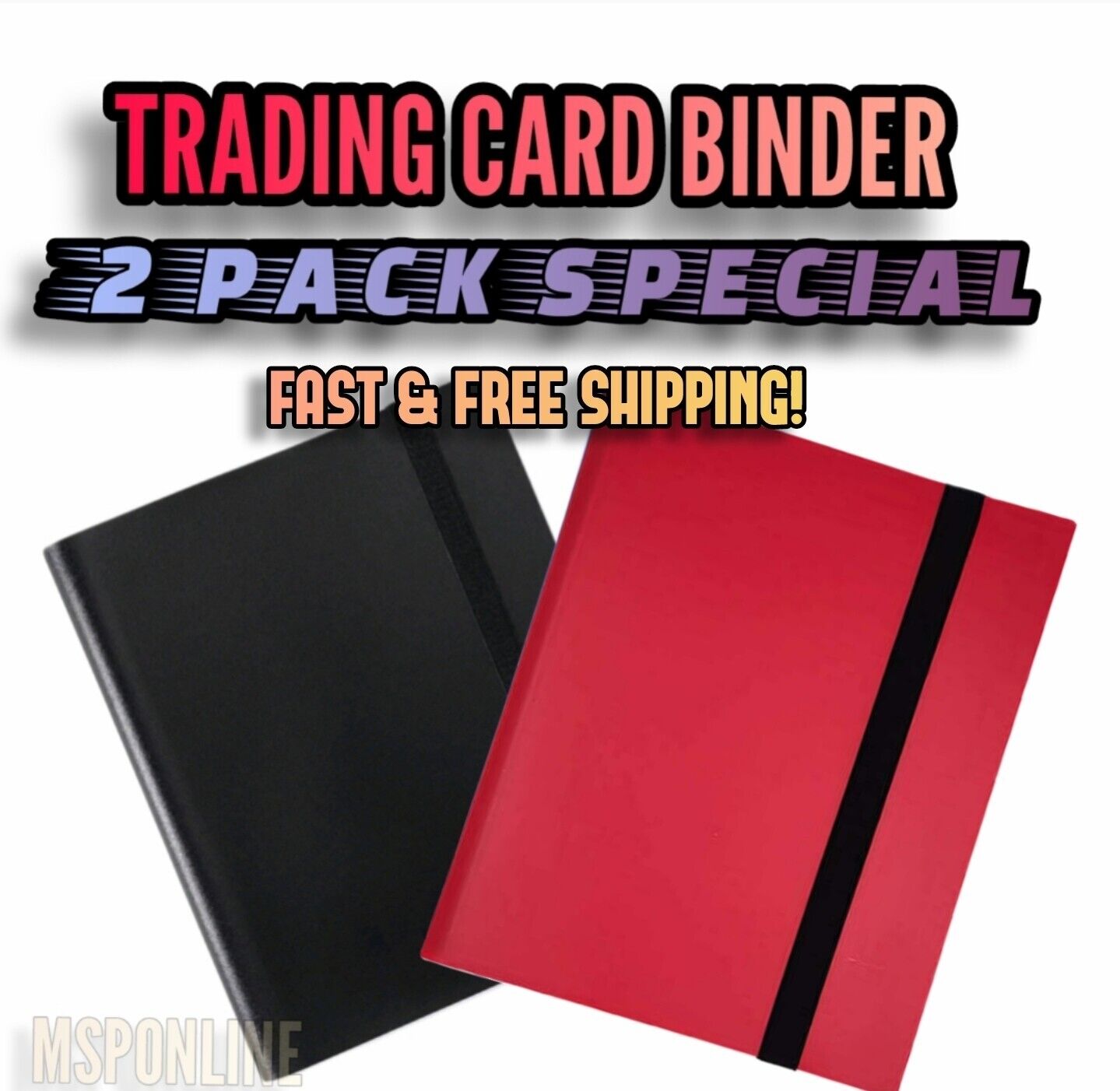 (2) PACK - 360 Pocket Trading Card Binder Side Loading Elastic 9 | BLACK & RED