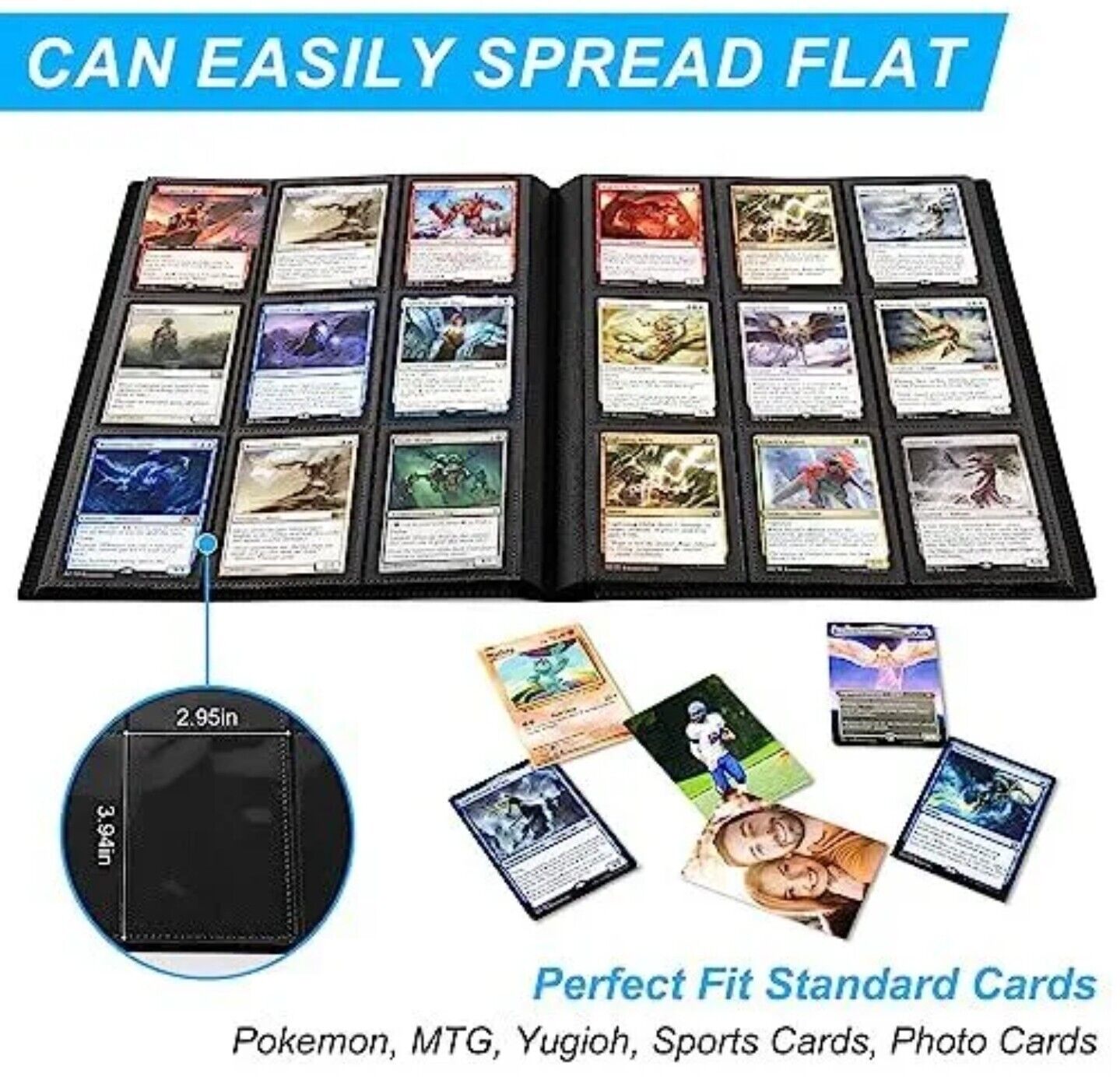 5 PACK Multi Color Lot 360 Pocket Trading Card Binder - Side Loading Elastic New