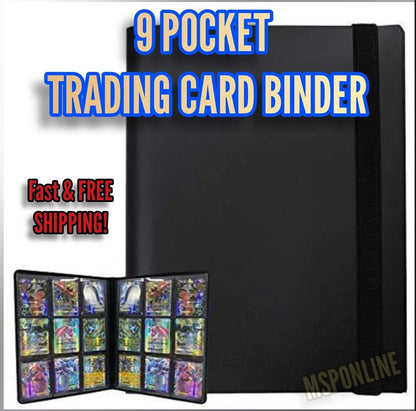 Trading Card Binder - 9 Pocket 360 Cards holder | Sports | TCG | Elastic | Black