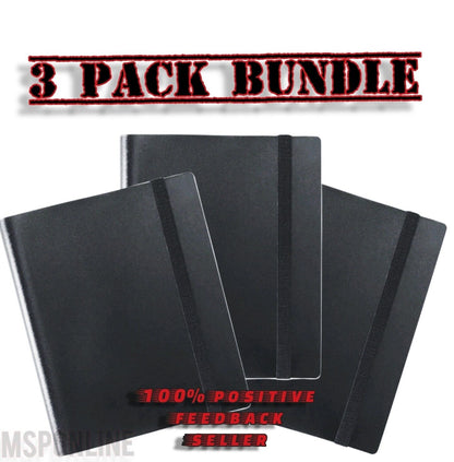 (3) PACK - 360 Pocket Trading Card Binder - Side Loading Elastic 9 pocket black