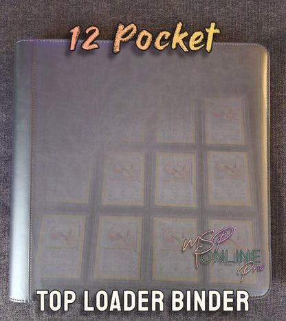 TopLoader 12 POCKET | Zipper Trading Card Binder Top Loader 384 Cards 16 Pages