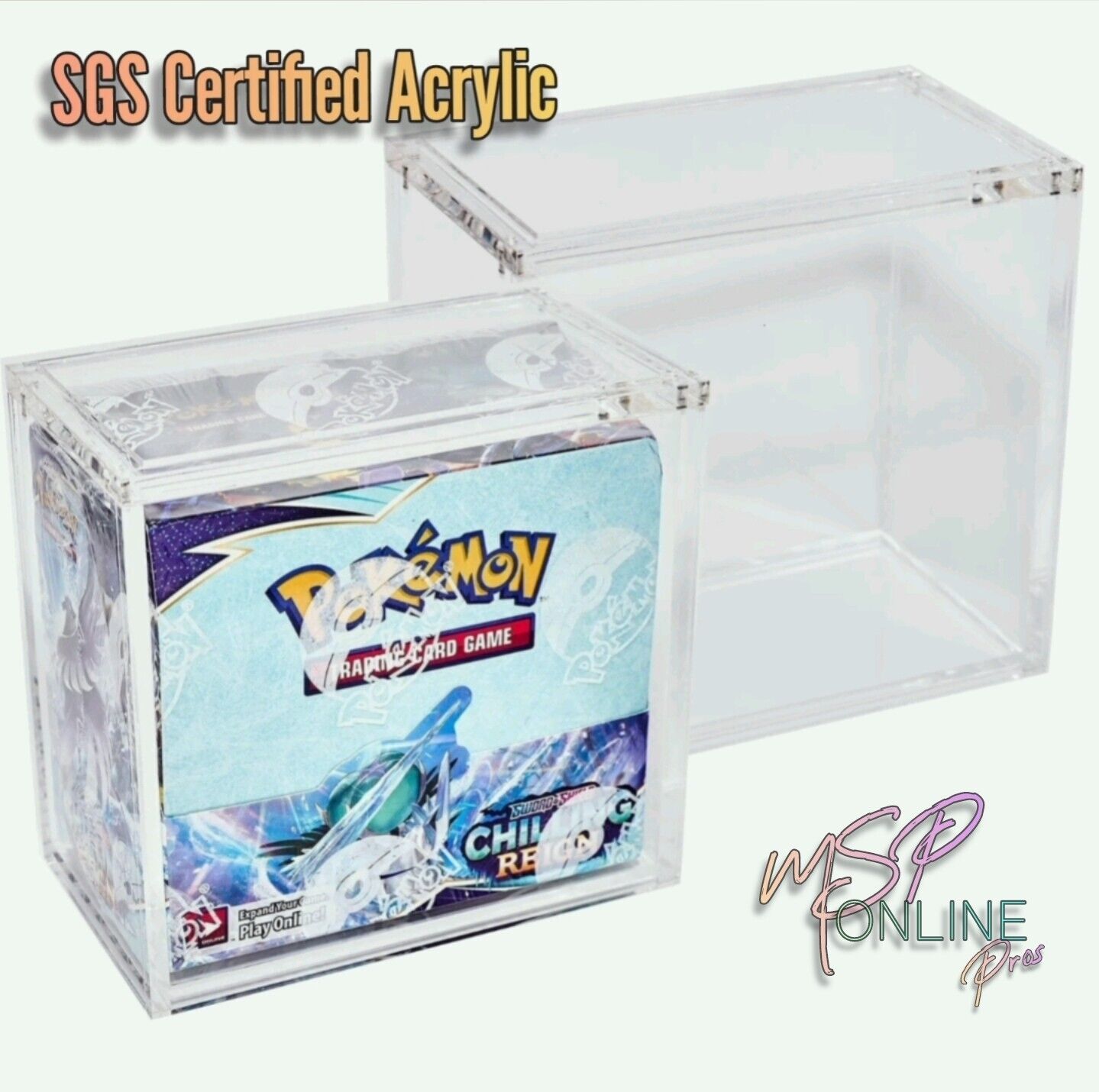 Acrylic Display Case for Pokemon Booster Box Stackable with Premium Magnetic Top