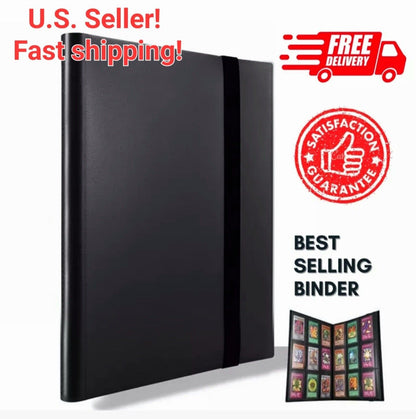 (3) PACK - 360 Pocket Trading Card Binder - Side Loading Elastic 9 pocket black