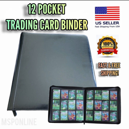 12 Pocket Trading Card BINDER Album with Zipper, Side Loading 480 Holder Pokemon