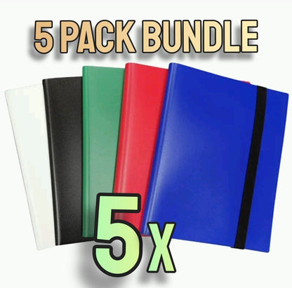 5 PACK Multi Color Lot 360 Pocket Trading Card Binder - Side Loading Elastic New