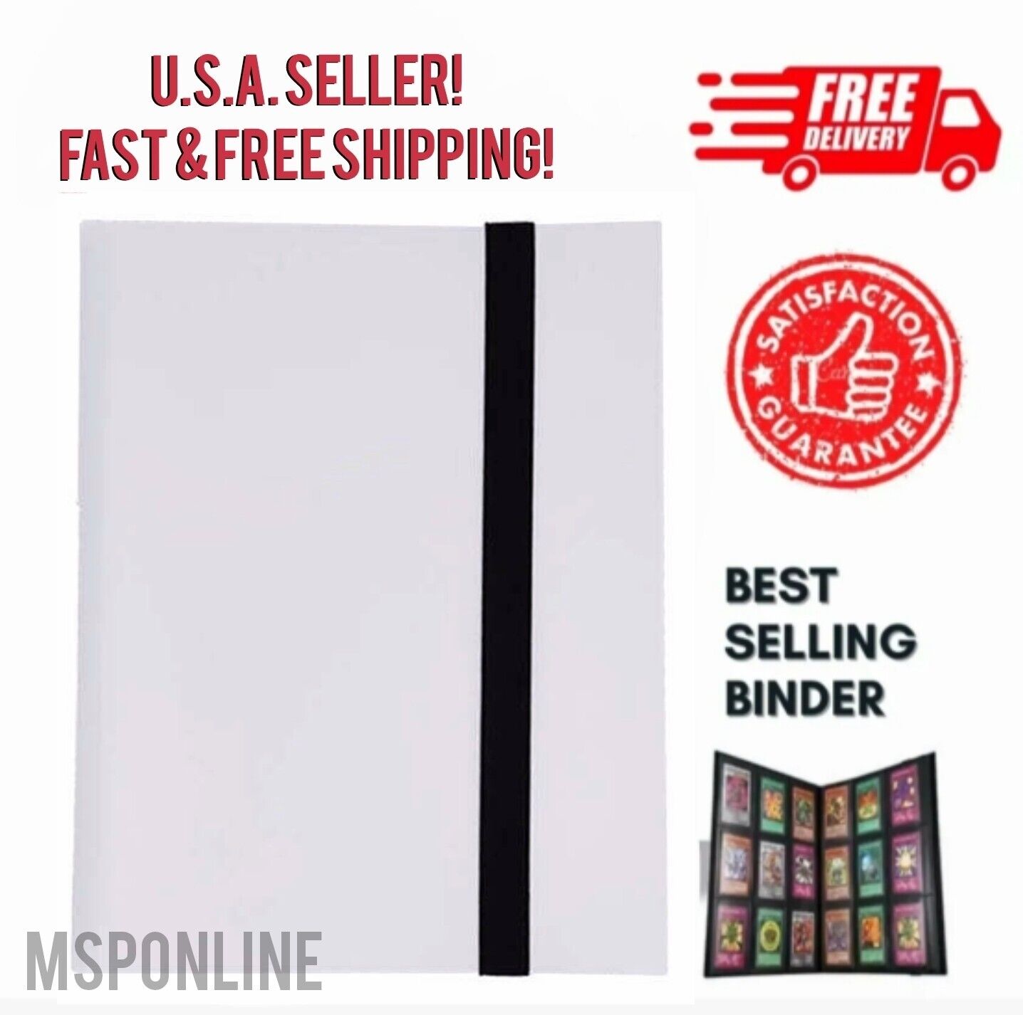 360 Card Pocket Binder with Elastic 9 Pocket Trading Cards Album Folder, White