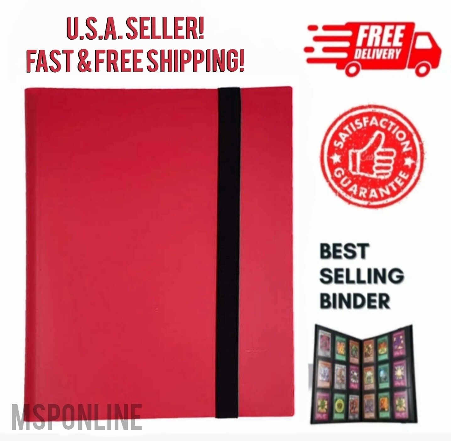 360 Card Pocket Binder with Elastic 9 Pocket Trading Cards Album Folder, Red