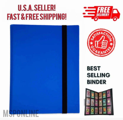 360 Card Pocket Binder with Elastic 9 Pocket Trading Cards Album Folder, BLUE